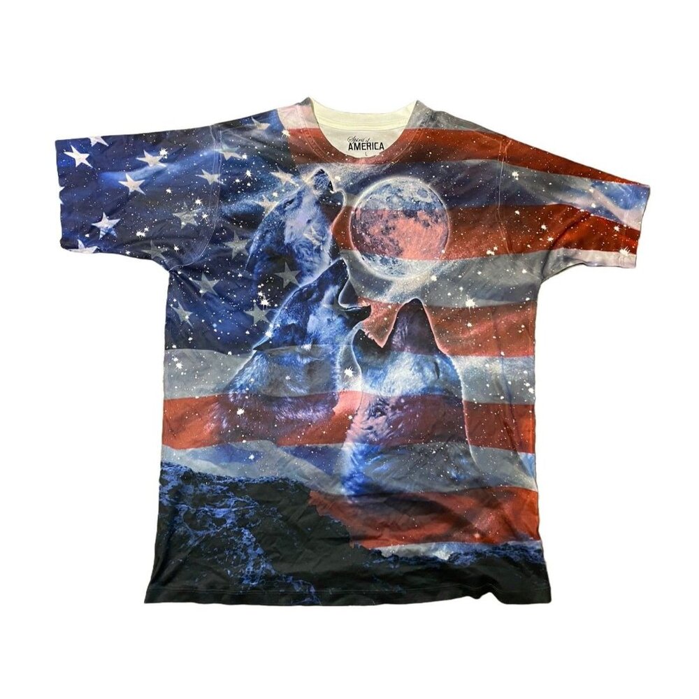 Wolves howling at the moon Patriotic t shirt